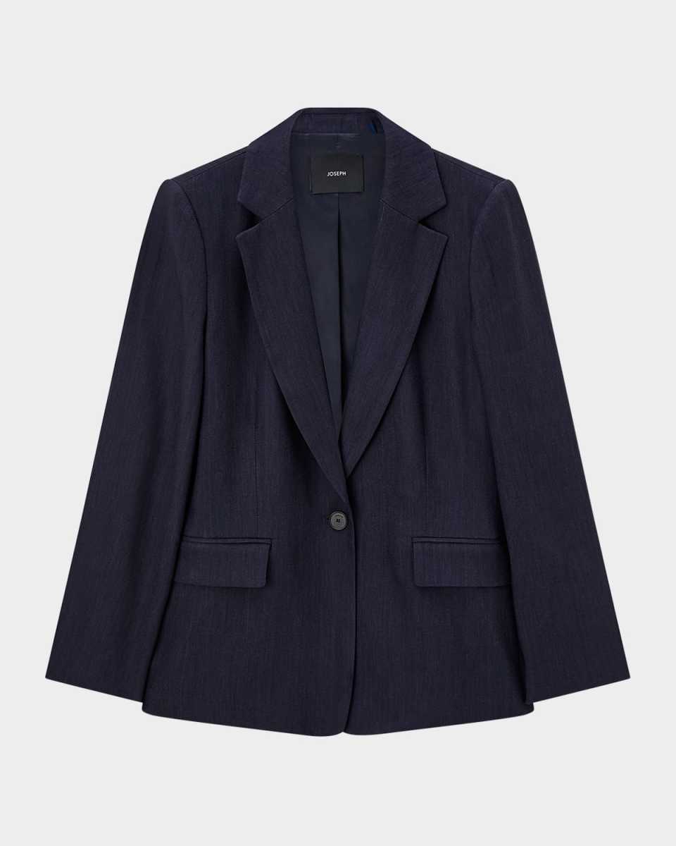 Marty Single-Button Stretch Linen Jacket